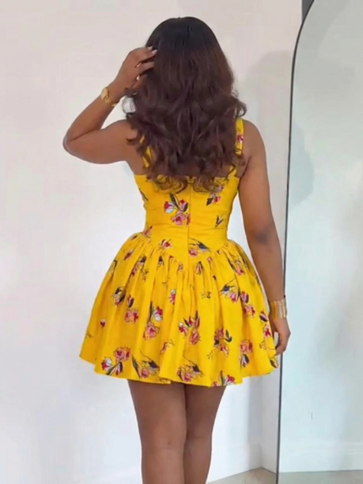 Women's Sweetheart Neck Spaghetti Strap Printed Flared Mini Dress For Party Date Holiday Daily Fashion Occasions