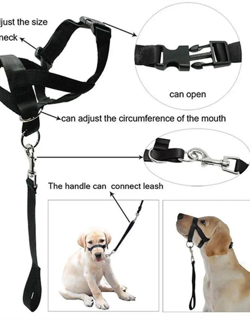 Load image into Gallery viewer, Adjustable Anti barking Non Pull Dog Muzzle Dog Halter Dog Head Collar Leader Harness
