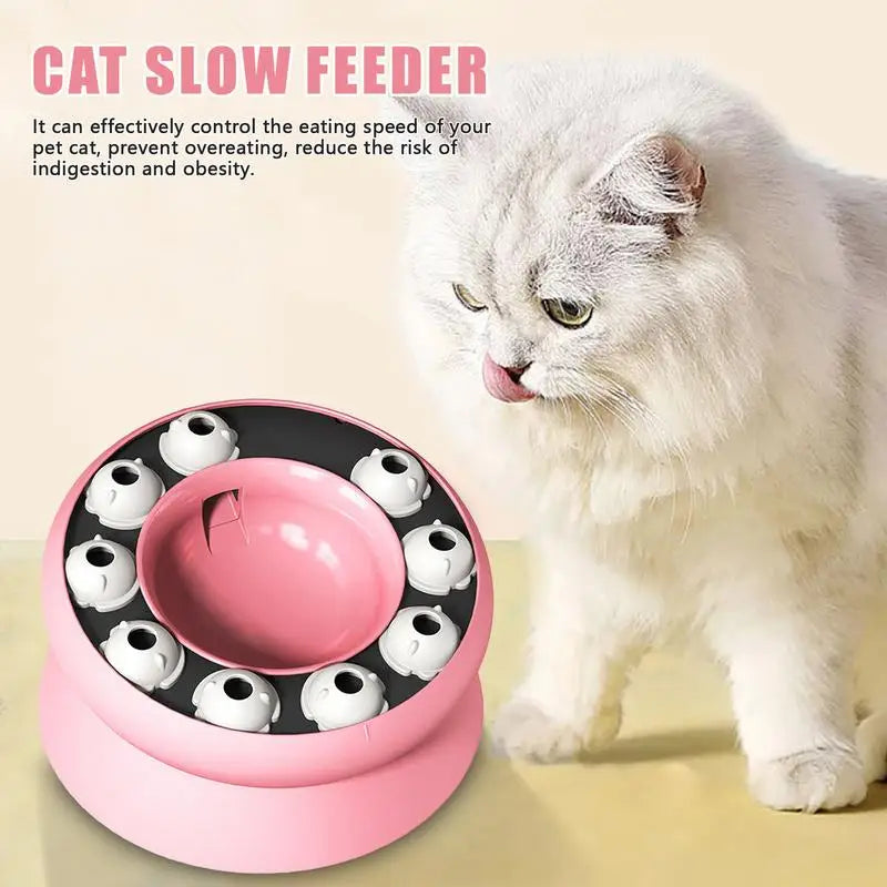 Slow Feeder Cat Bowl Elevated And Titled Puzzle Feeder Dish For Cats Healthy Eating Diet Pet Bowl Interactive Toy For Kittens