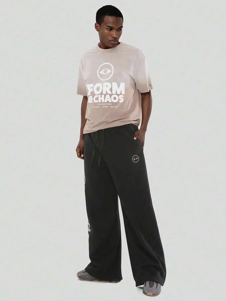 Casual Relaxed Fit Joggers - Black Premium Fleece Sweatpants With 3D Lettering, Retro Urban Streetwear