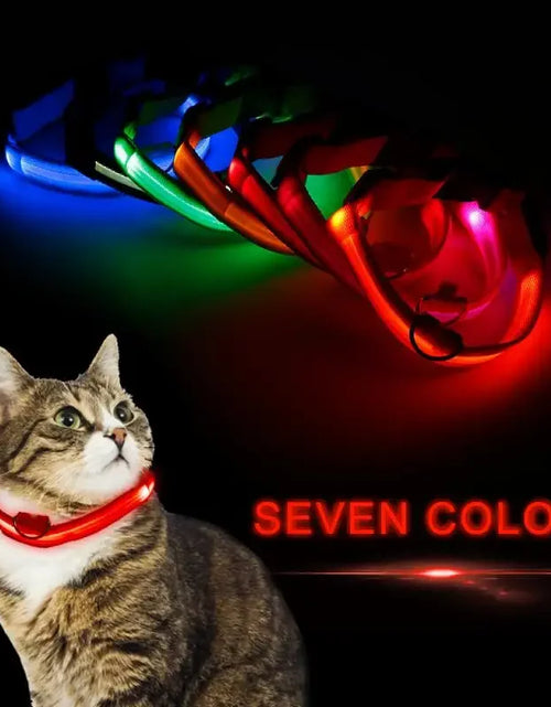 Load image into Gallery viewer, Fashion Pet Dog Collar Nylon Glow LED Glowing Cat Collars Adjustable Dog Leash Anti-loss Pet Cats Dogs Harness Accessories
