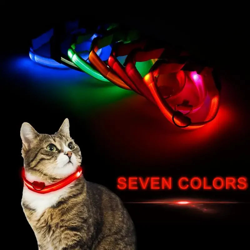 Fashion Pet Dog Collar Nylon Glow LED Glowing Cat Collars Adjustable Dog Leash Anti-loss Pet Cats Dogs Harness Accessories