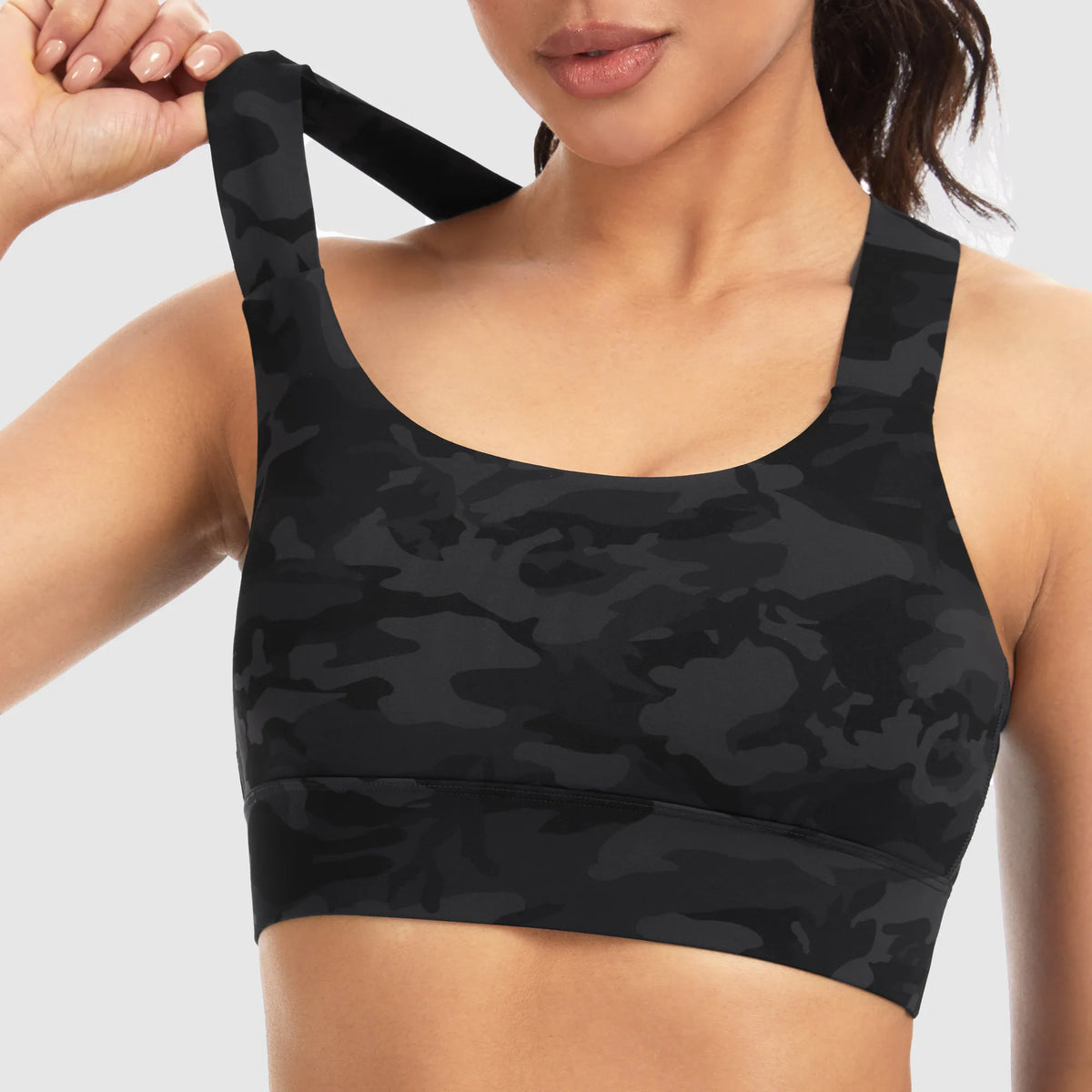 THE GYM PEOPLE Women’s V Cross Back Sports Bras Padded Stretchy Square Neck Running Workout Yoga Crop Tops