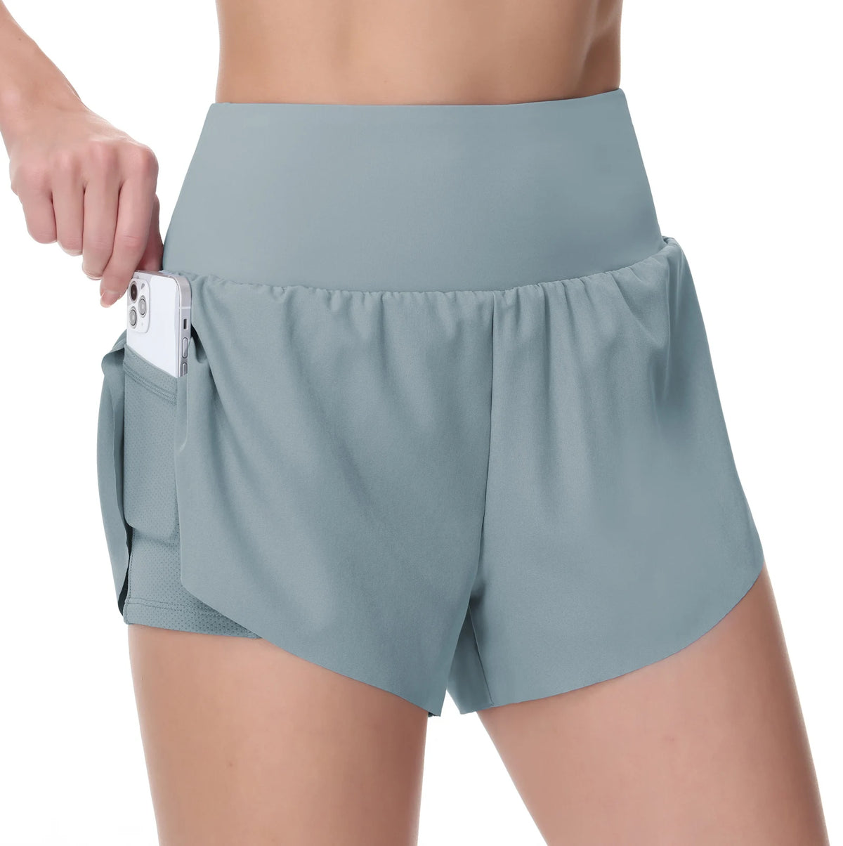 THE GYM PEOPLE Women’s Quick Dry Running Shorts Mesh Liner High Waisted Tennis Workout Shorts Zipper Pockets
