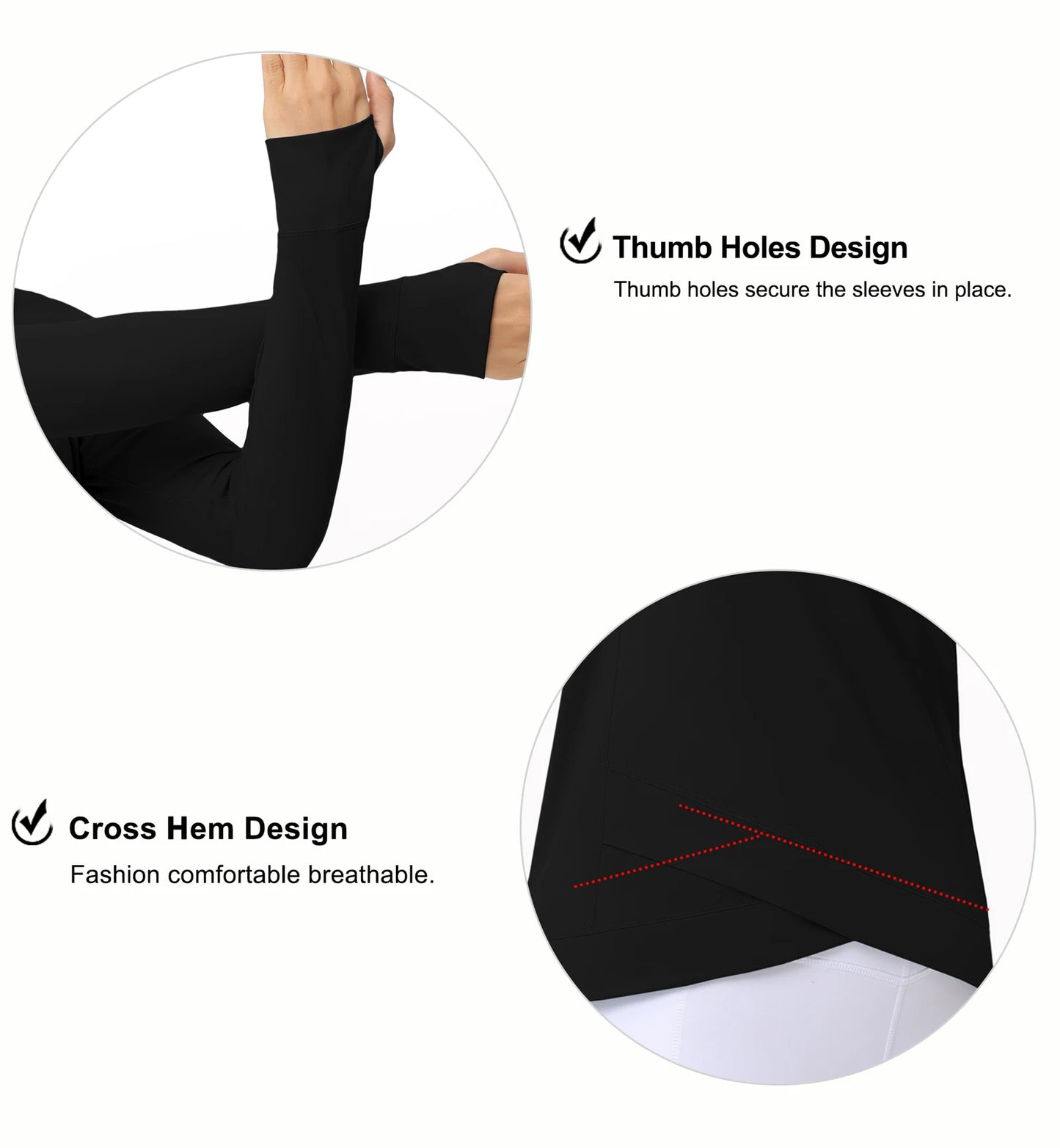 Women's Long Sleeve Compression Shirts Workout Tops Cross Hem Athletic Running Yoga T-Shirts with Thumb Hole