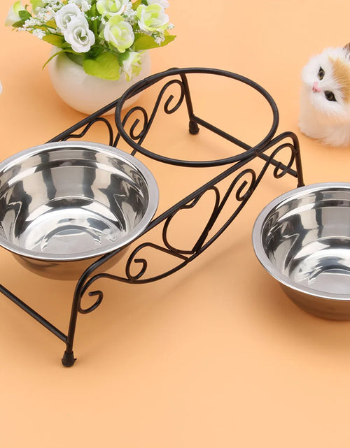 Load image into Gallery viewer, Pet Dog Cat Feeder Bowl Stainless Steel Double Bowl  Cat Dish Bowl for Puppy Elevated Stand for Pet Feeding &amp; Watering Supplies
