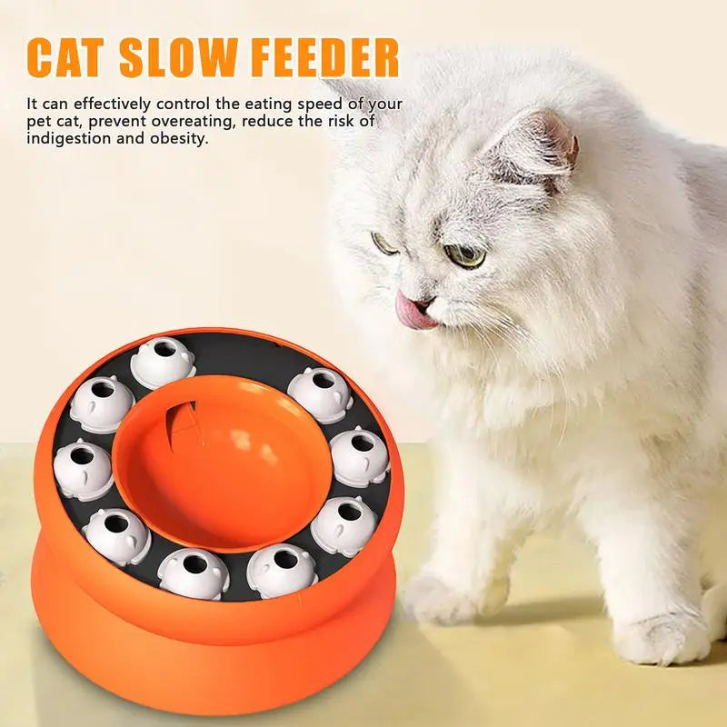 Slow Feeding Cat Bowl Elevated And Titled Cat Puzzle Feeder Dish Cat Food Dish For Healthy Eating Prevents Cat Overeating