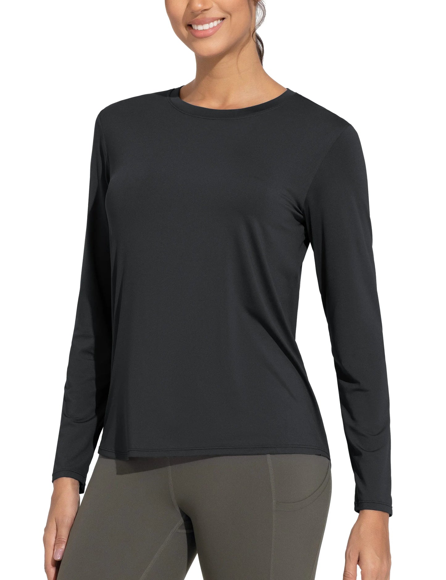 THE GYM PEOPLE Women's Ultra Soft Long Sleeve Workout Shirts Basic Crewneck Athletic Running Tops