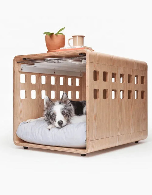 Load image into Gallery viewer, modern customized stylish clear acrylic heavy duty fold up inside house kennel dog wood crate for small animals
