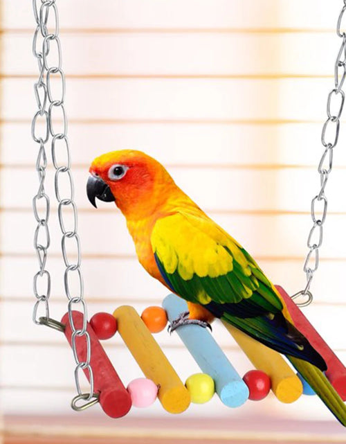 Load image into Gallery viewer, 8pcs Bell Natural Wood Safe Hammock Lanyard Ladders Pet Supplies Parrot Swing Toy For Bird Portable Multi Functional Chewing
