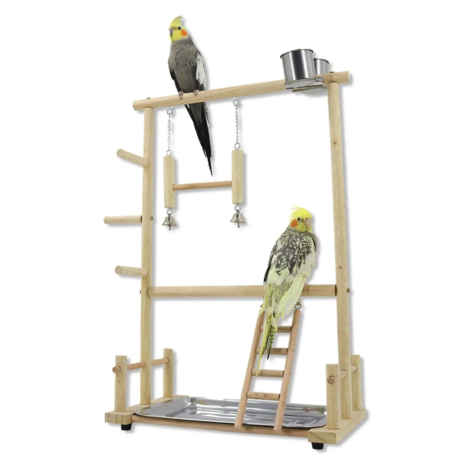 Wooden Bird Playground Exercise Activity Center Parakeet Playpen Ladder Birds