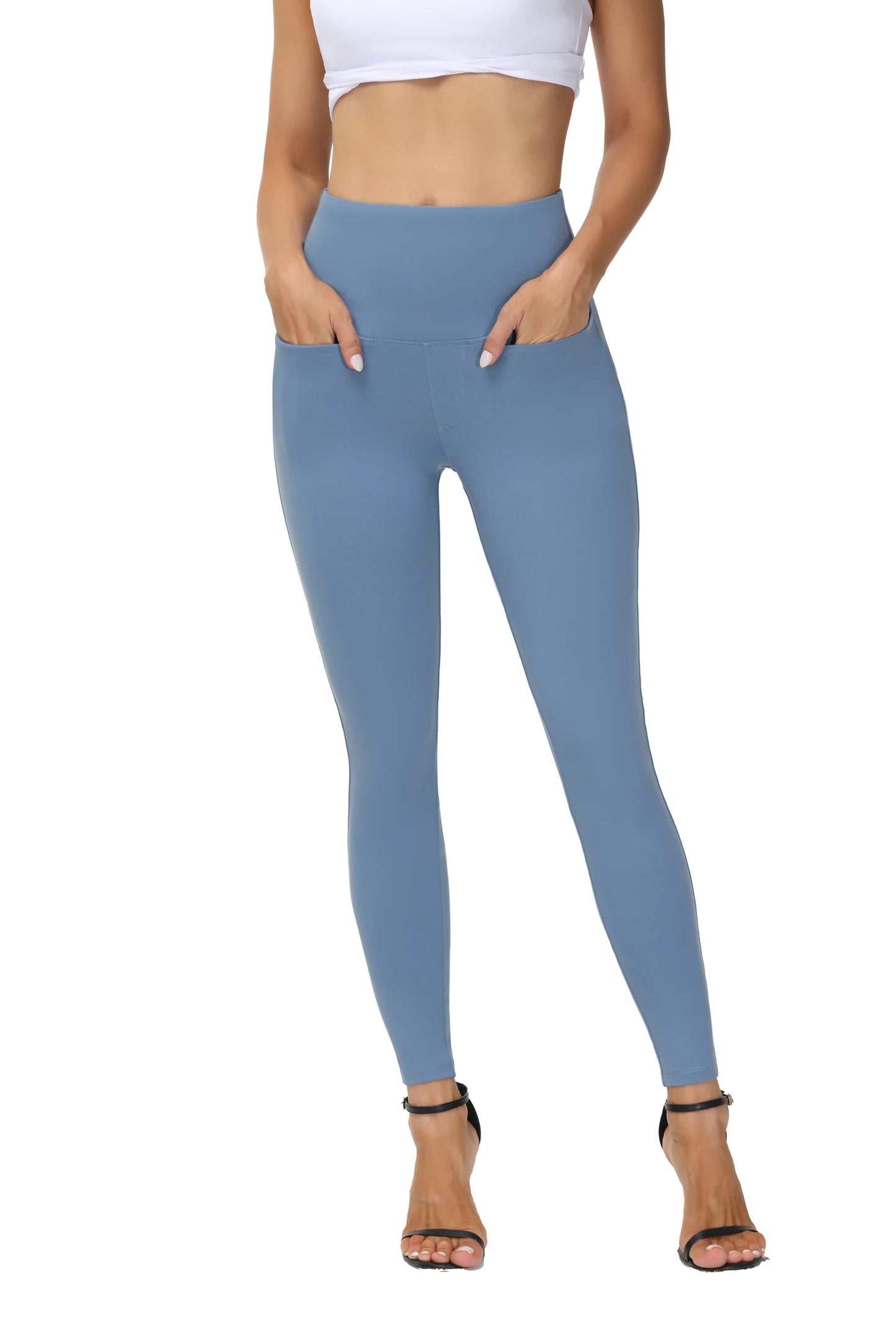 Women's Casual Yoga Leggings High Waisted Tummy Control Workout Pants with 4 Pockets