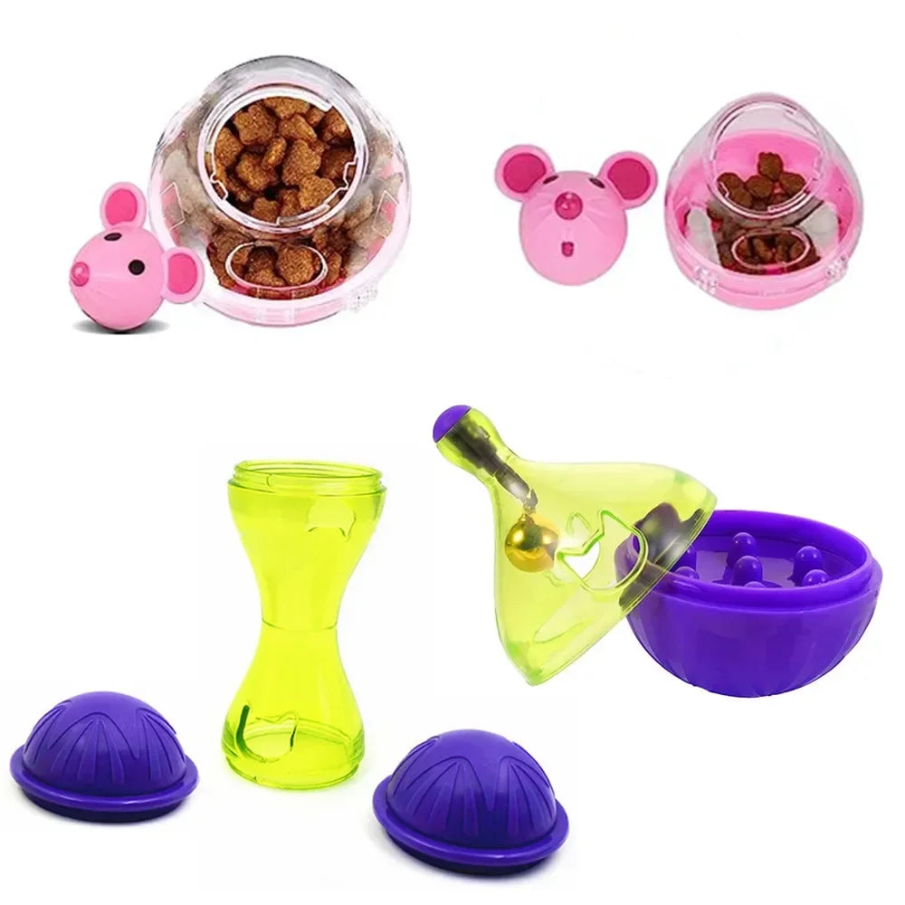 Cat Toy Interactive Dogs Cats Mice Food Tumbler Kitten Toys Food Feeder Puppy Leak Food Dispenser Puzzle Cat Slow Treat Ball Toy