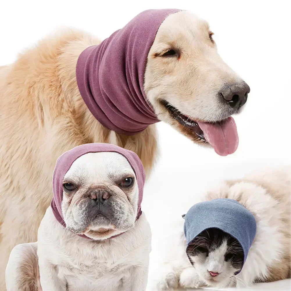 Dog Pet Ears Cover Calming Headscarf Bathing Grooming Helper Anti-shock Noise-proof Earmuffs Turban Head Wrap Decompress Tool