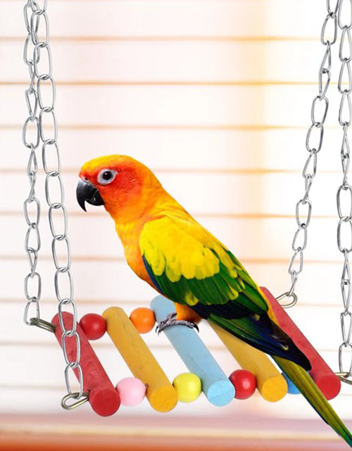 Load image into Gallery viewer, 8pcs Bell Natural Wood Safe Hammock Lanyard Ladders Pet Supplies Parrot Swing Toy For Bird Portable Multi Functional Chewing
