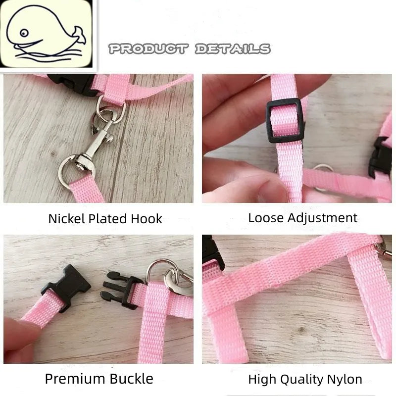 120CM Pet Rabbit Soft Harness Leash WIth Bell Adjustable Traction Rope Accessories for Pet Bunny Chinchilla Guinea Pig Run Walk