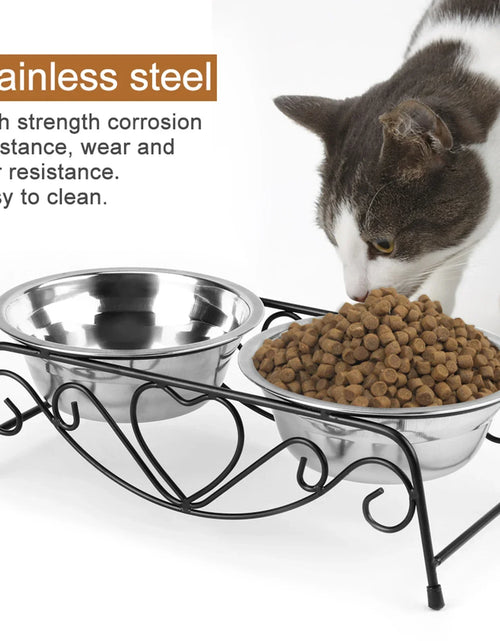 Load image into Gallery viewer, Pet Dog Cat Feeder Bowl Stainless Steel Double Bowl  Cat Dish Bowl for Puppy Elevated Stand for Pet Feeding &amp; Watering Supplies
