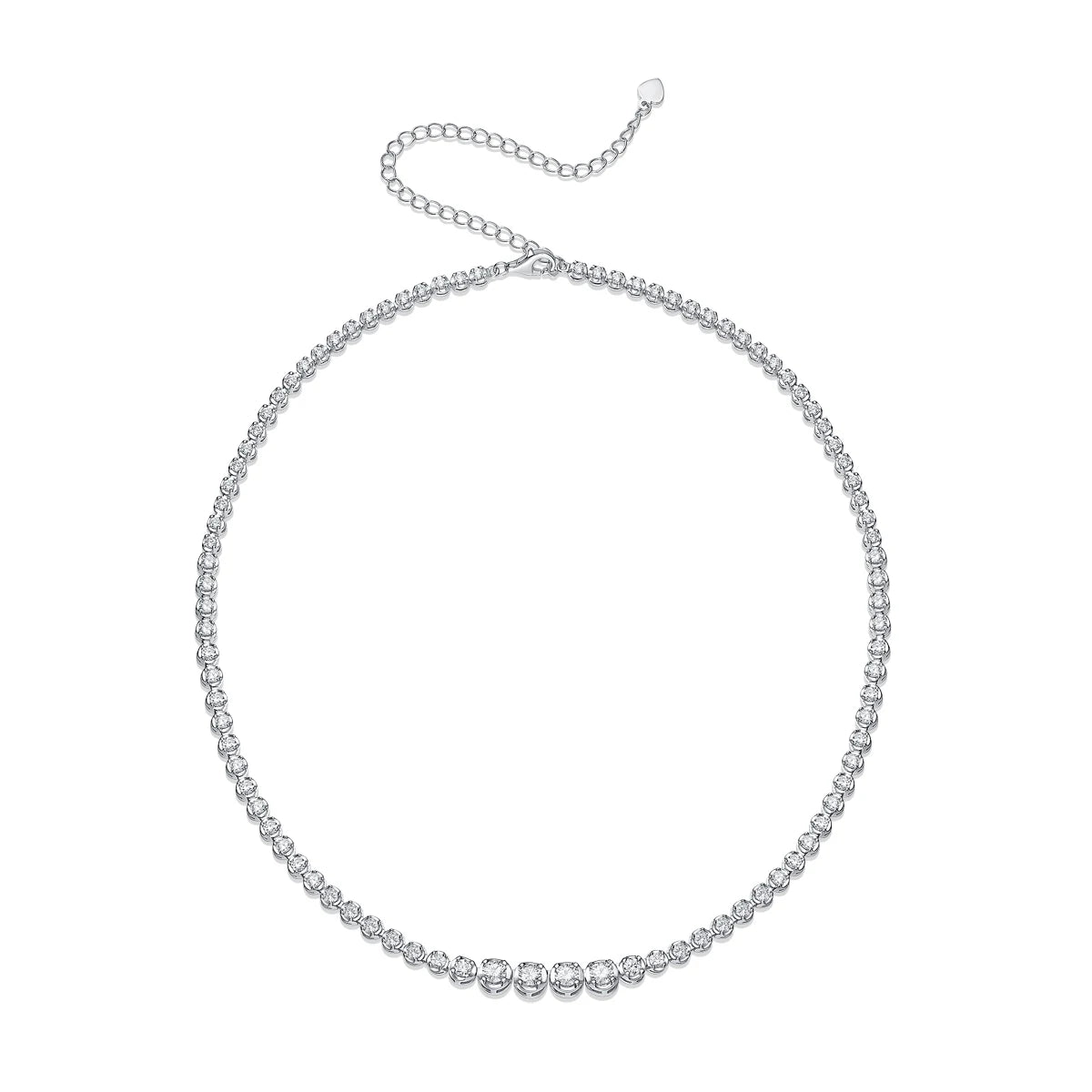 JIUZUAN 925 silver moissanite necklace 4mm casual fashion light luxury women's senior gift with certificate authentication