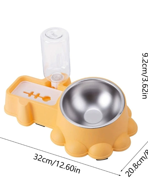 Load image into Gallery viewer, SZWA Dog Feeding Double Bowl Elevated Cats Bowl Bowl for Cats Dog with Automatic Water Bottle Pet Dry Watering Supply
