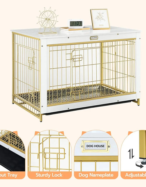 Load image into Gallery viewer, HOOBRO Dog Crate Furniture, 38.6&quot; Large Dog Kennel Indoor, Wooden Crate with Pull-Out Tray, Double Doors Dog House
