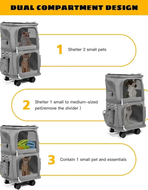 Load image into Gallery viewer, Amazon trending hot product travel wheels stroller rolling trolley pet carrier Oxford Weekend pet carrier with wheels for 2 cats
