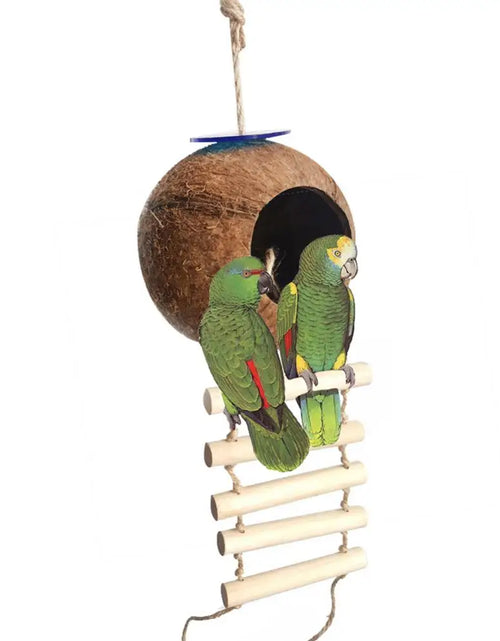 Load image into Gallery viewer, Pet Bird Parrot Cages Coconut Shell Parrot Birds Fixed Swing Nest With Ladder Pet House Cave Hamster Squirrel Breeding Nest
