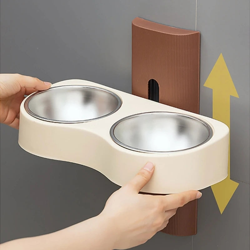 Detachable Cats Watering Eatting Bowl Double Bowl Pet Plastic Bowl Wall Mounted Bowl for Dog Watering Feeding Bowl Dropshipping