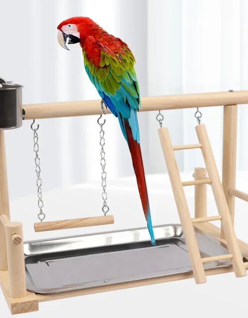 Load image into Gallery viewer, Stand Feeder Plate Playground Solid Pet Plays Wooden Parrot Playstand Wood Ladder With Perch Steel Bird Parrots
