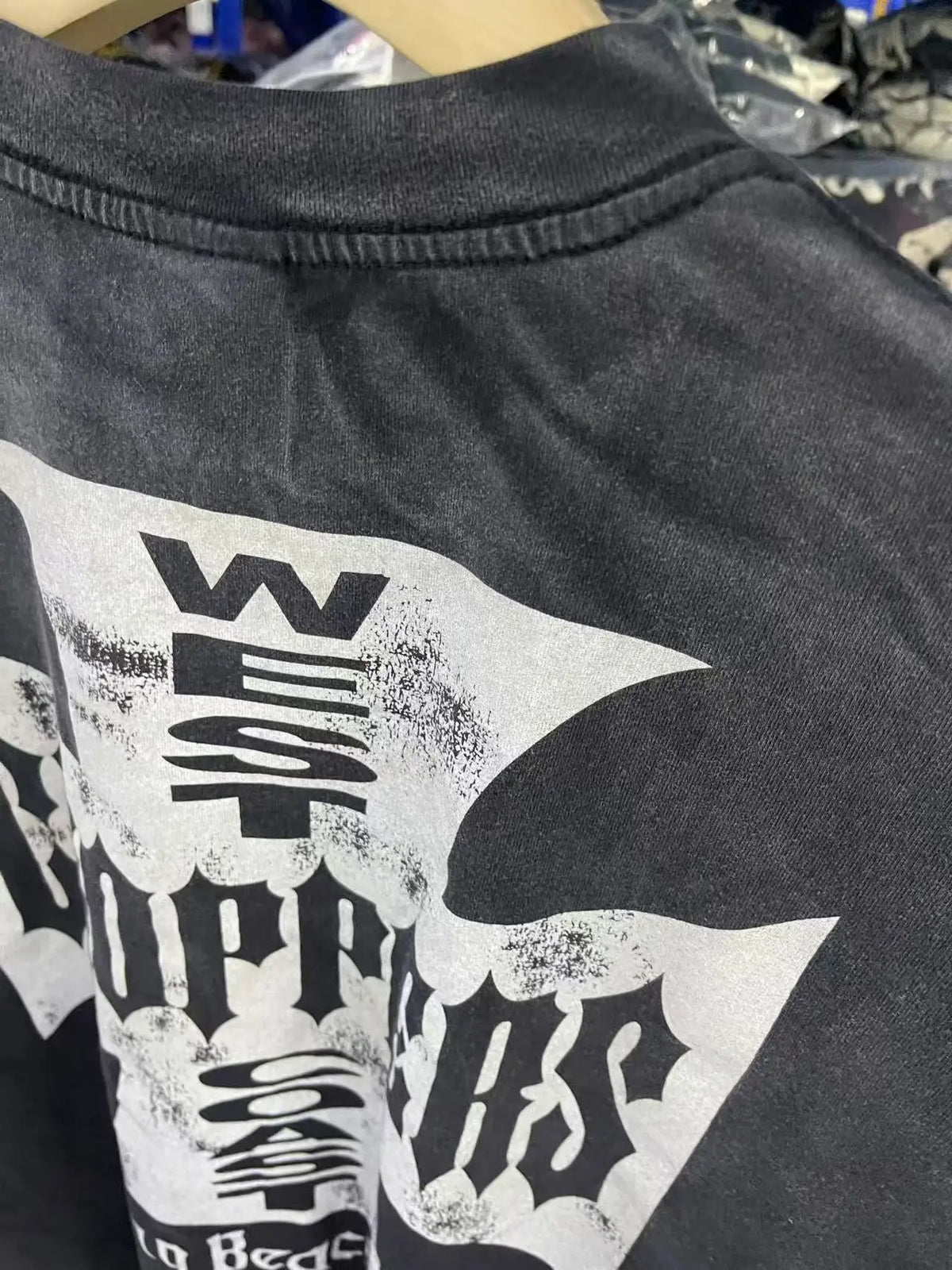 New Y2K Saint × West-Coast Choppers Co branded long sleeved washed distressed cross print 100% pure cotton loose men's long sleeved T-shirt