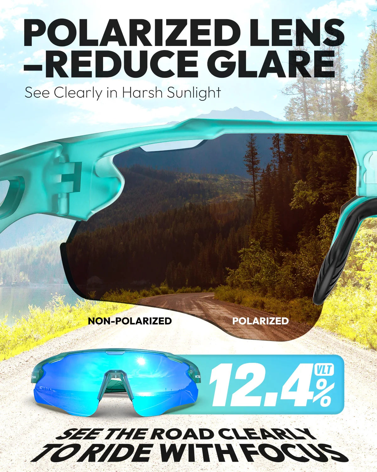 VICTGOAL Outdoor Sports Polarized Sunglasses for Men Women UV400 Protection Mountain Bike Glasses Running Climbing Cycling Polarized Glasses