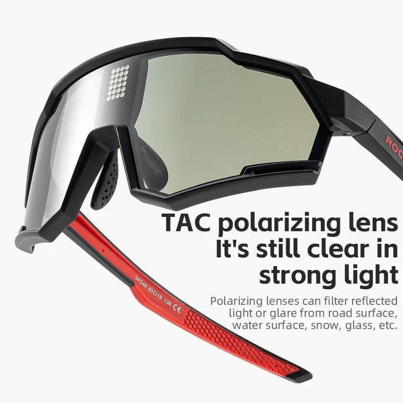 ROCKBROS Polarized Cycling Glasses Electronic Color Change Glasses Sunglasses UV400 Safety Bike Bicycle Eyewear Sports Goggles