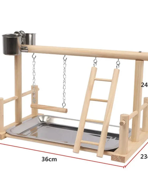 Load image into Gallery viewer, Stand Feeder Plate Playground Solid Pet Plays Wooden Parrot Playstand Wood Ladder With Perch Steel Bird Parrots
