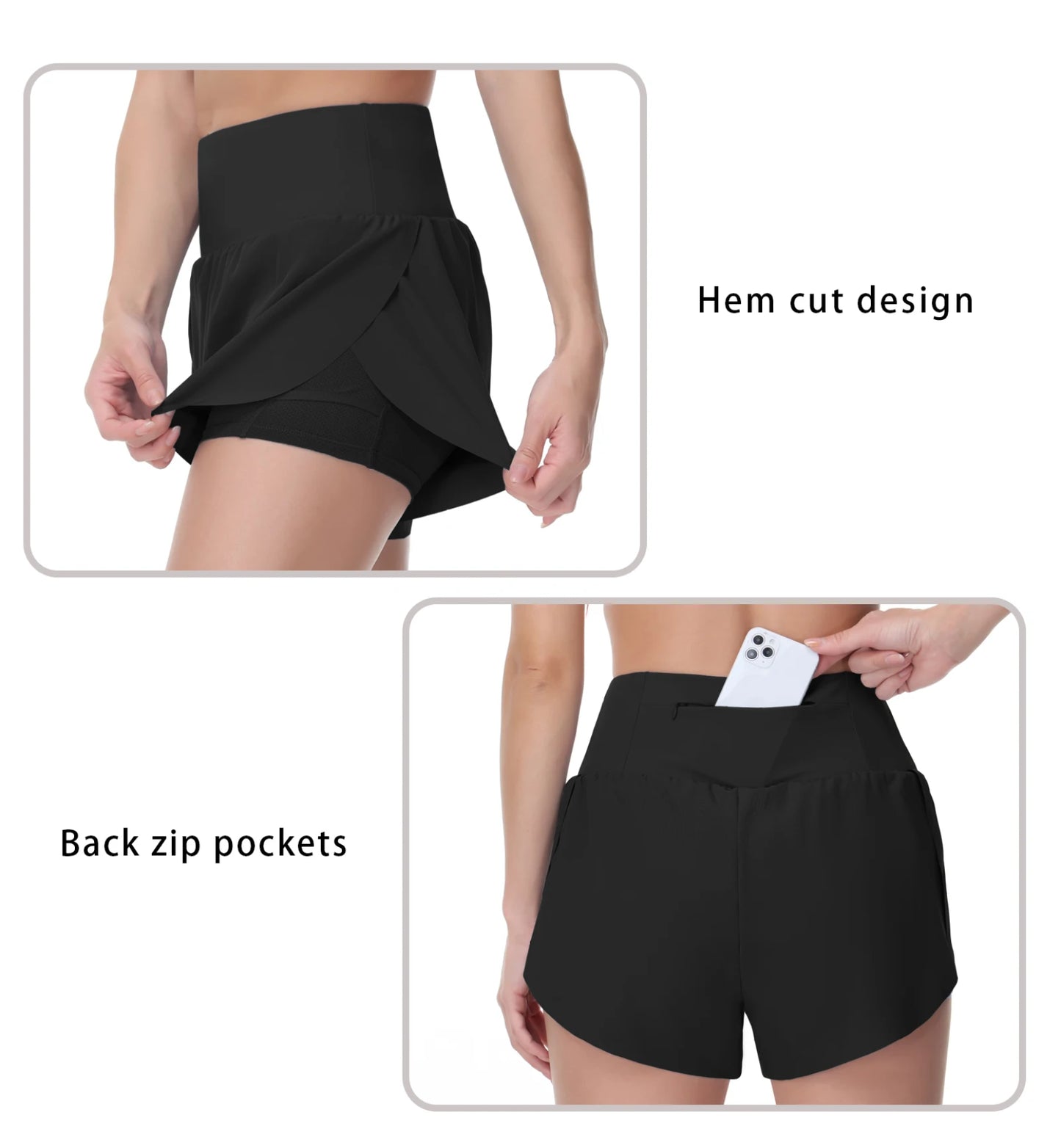 THE GYM PEOPLE Women’s Quick Dry Running Shorts Mesh Liner High Waisted Tennis Workout Shorts Zipper Pockets