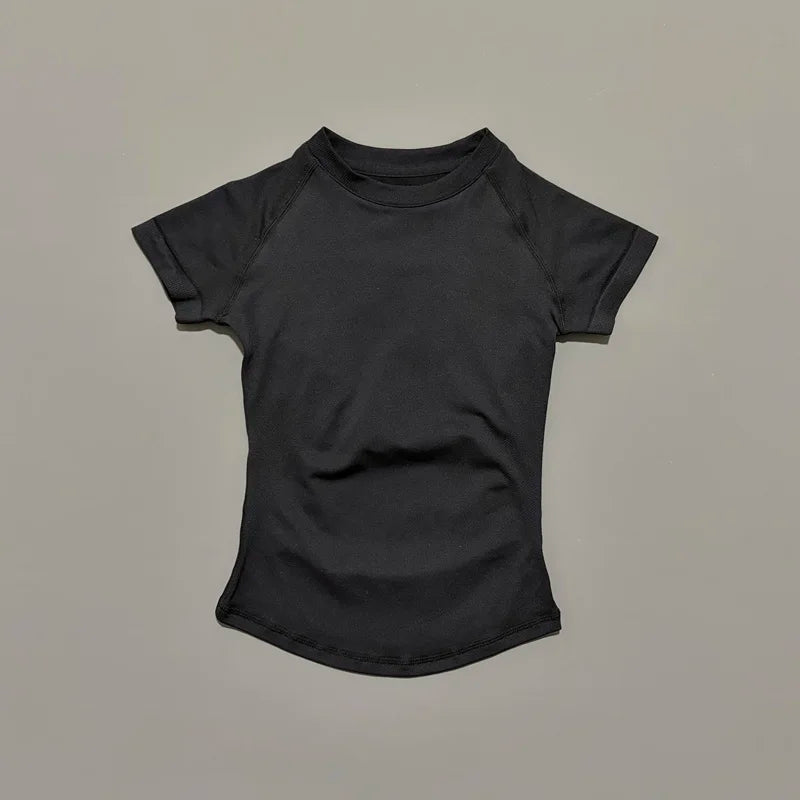 Women Sports T-Shirt Round Neck Short Sleeve Breathable Stretchy Tops Gym Fitness Yoga Running Workout Casual Athletic Shirts