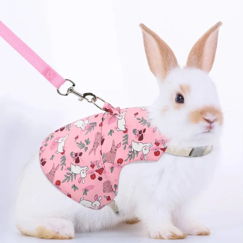 A Set of Stylish Printed Breathable Pet Rabbit Chest and Back for Outdoor Use Rabbit Bunny Rabbit Harness Guinea Pig Accessories