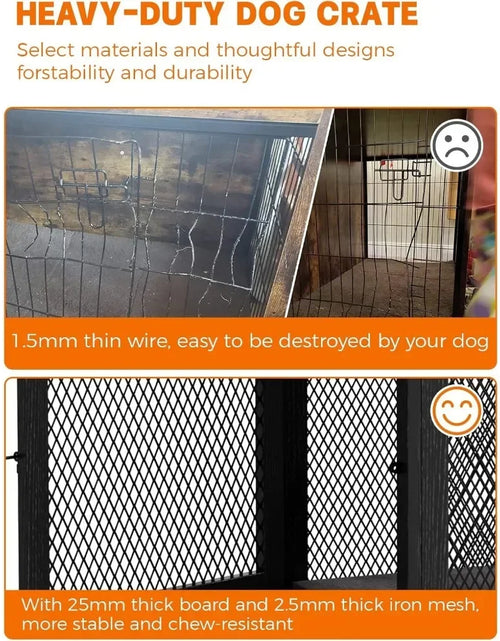 Load image into Gallery viewer, Dog Crate with Tray and Cushion, Double Doors Wooden Dog Kennel End Table, Decorative Pet Crate House Cage Indoor
