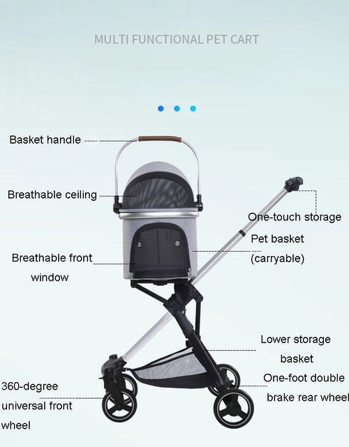 Load image into Gallery viewer, Hello Baby Dog Carrier Sturdy Aluminum Alloy Frame Up Travel Stroller Luxury Pet Stroller Foldable Light  For Small Medium Dog
