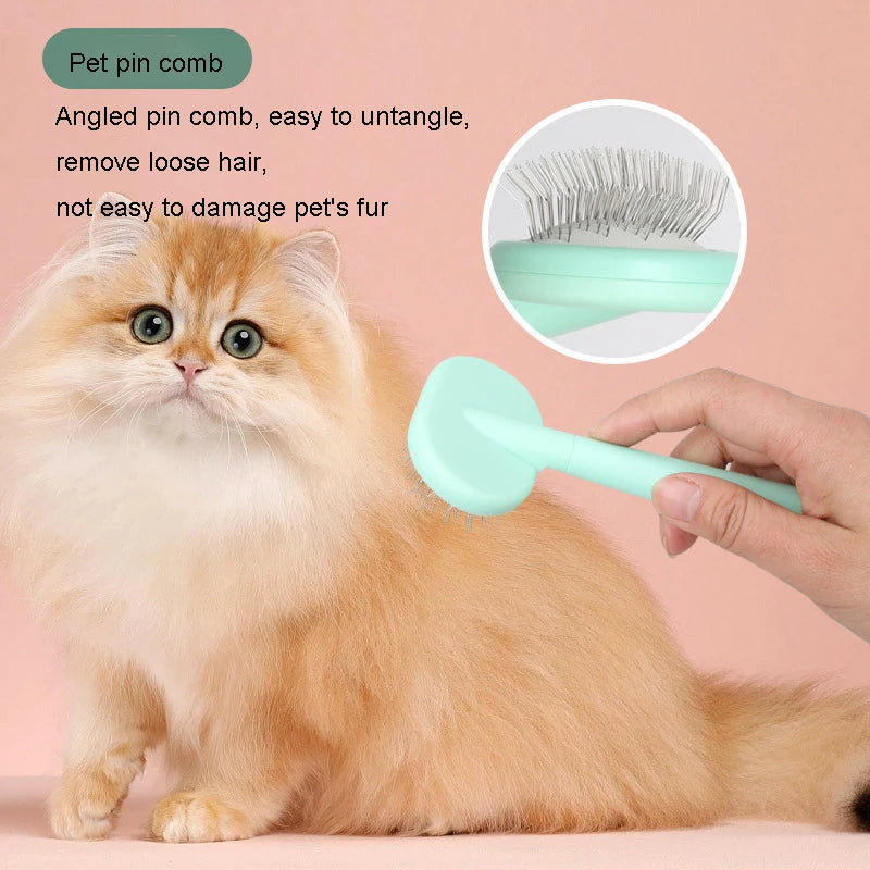 5 Pcs Pet Deshedding Brush Massage De-floating Needle Comb Flea Comb Needle comb Set Grooming Tool For Dog Cat