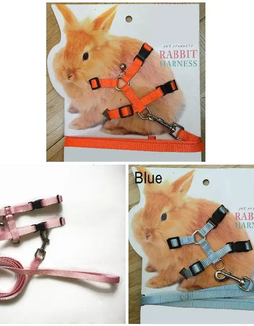 Load image into Gallery viewer, 120CM Pet Rabbit Soft Harness Leash WIth Bell Adjustable Traction Rope Accessories for Pet Bunny Chinchilla Guinea Pig Run Walk
