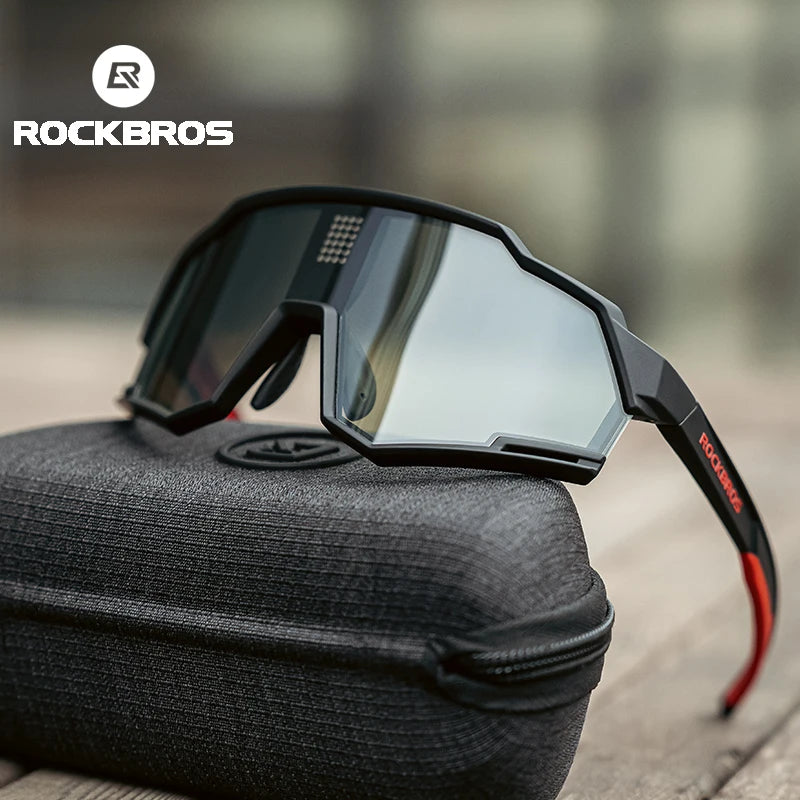 ROCKBROS Polarized Cycling Glasses Electronic Color Change Glasses Sunglasses UV400 Safety Bike Bicycle Eyewear Sports Goggles