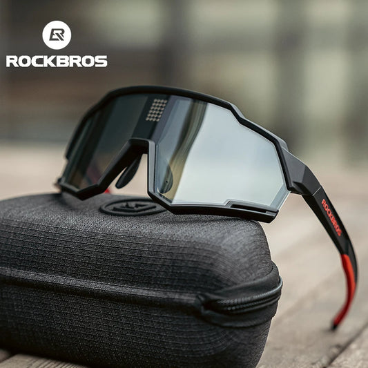 ROCKBROS Polarized Cycling Glasses Electronic Color Change Glasses Sunglasses UV400 Safety Bike Bicycle Eyewear Sports Goggles