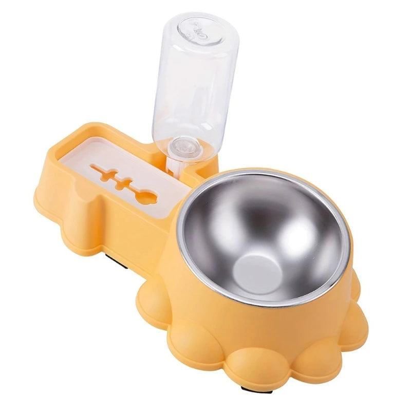 SZWA Dog Feeding Double Bowl Elevated Cats Bowl Bowl for Cats Dog with Automatic Water Bottle Pet Dry Watering Supply