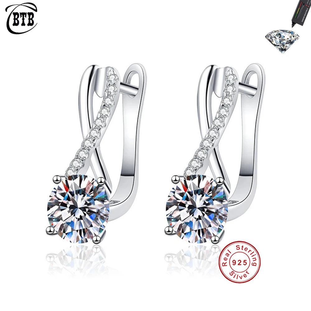 Cbtb Classic 925 Sterling Silver Four Claw Moissanite Earrings for Women Engagement Anniversary Bride Jewelry Wholesale
