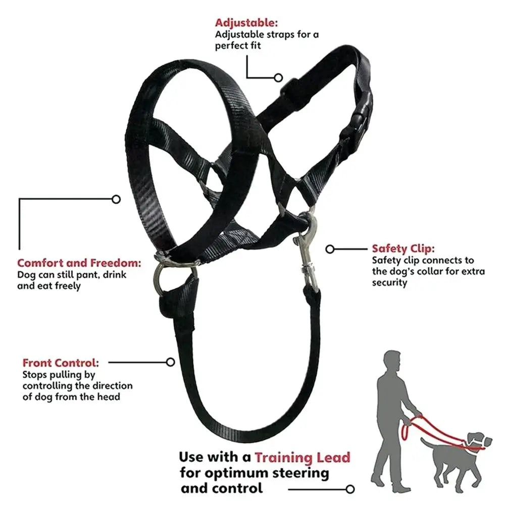 Adjustable Anti barking Non Pull Dog Muzzle Dog Halter Dog Head Collar Leader Harness