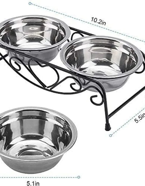 Load image into Gallery viewer, Pet Dog Cat Feeder Bowl Stainless Steel Double Bowl  Cat Dish Bowl for Puppy Elevated Stand for Pet Feeding &amp; Watering Supplies
