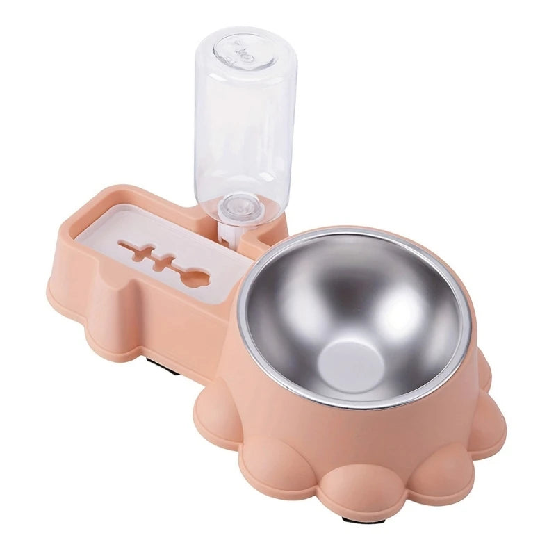 SZWA Dog Feeding Double Bowl Elevated Cats Bowl Bowl for Cats Dog with Automatic Water Bottle Pet Dry Watering Supply