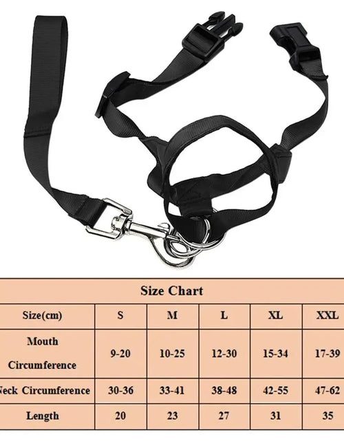 Load image into Gallery viewer, Adjustable Anti barking Non Pull Dog Muzzle Dog Halter Dog Head Collar Leader Harness
