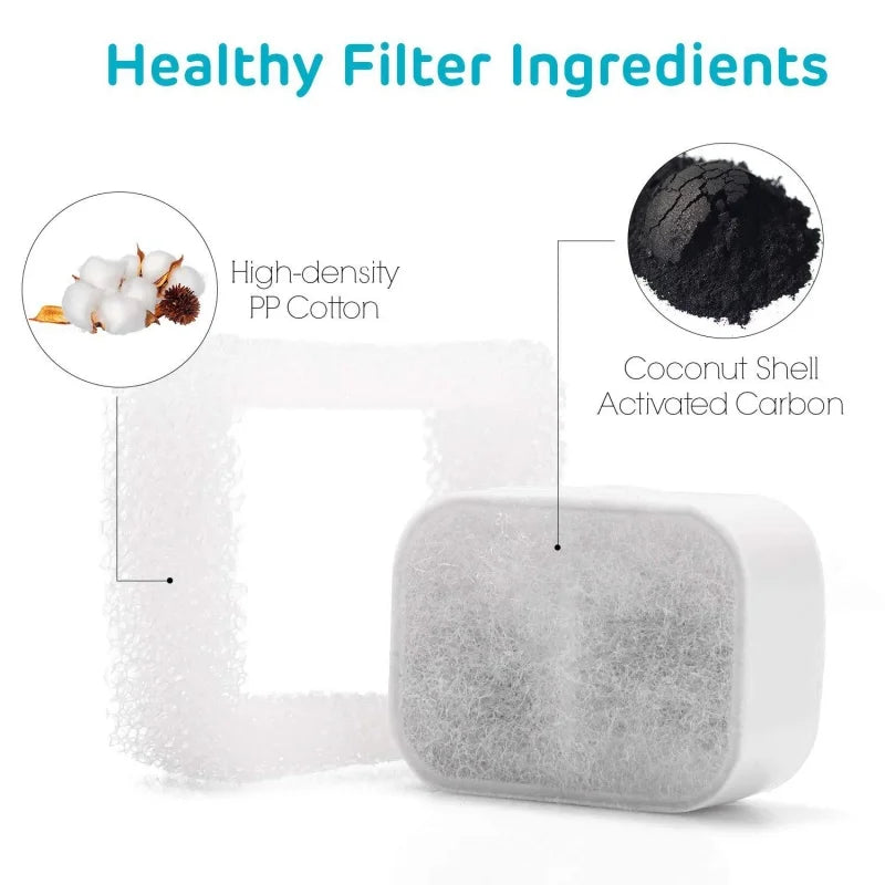 Pet Automatic Drinking Fountain Filter Cartridge Feeder Filter Upgraded Coconut Shell Activated Carbon Square Filter Cotton