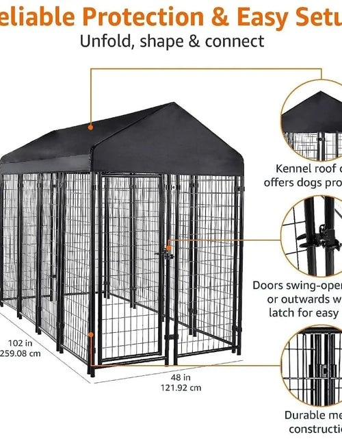 Load image into Gallery viewer, Dog Large Black Pet Welded Rectangular Outdoor Wire Crate Kennel for Cat House for Dogs 102 X 48 X 72 Inches Freight Free Home
