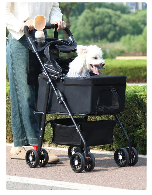 Load image into Gallery viewer, Pet Travel Trolley Detachable Cat Dog Cage Carrier Pet Strollers Lightweight Foldable Portable Carrier Stroller
